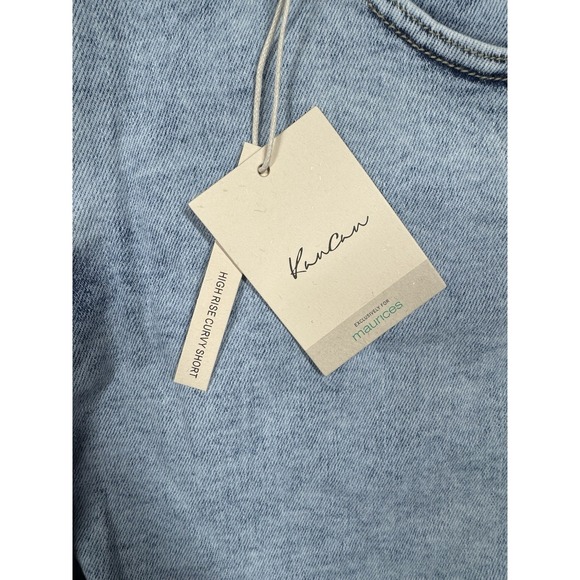 KanCan High Rise Curvy Denim Shorts Womens 20W Blue Distressed Light Wash Boho - Picture 6 of 9